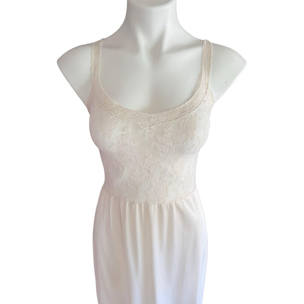 Vanity Fair Vintage Slip Cream Ivory Nylon Lace Bodice Size 32 Pin Up Lingerie - Picture 5 of 7
